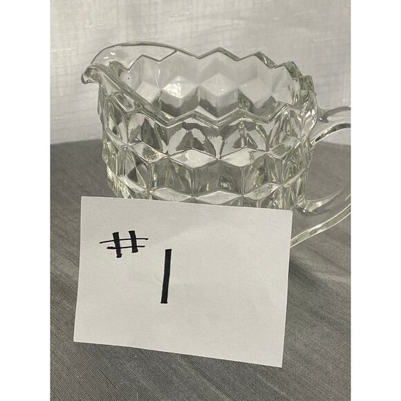 VTG Fostoria American Pressed Clear Glass CREAMER Cubist pattern EUC - Picture 6 of 14